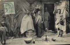 VINTAGE POSTCARD Fair of Angers 1906 At the black village Distribution of vivres