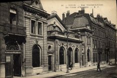 VINTAGE POSTCARD Bank Savings bank Lille Street Nicolas Leblanc