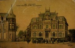 VINTAGE POSTCARD Bank Savings bank and street Saint Germain Louviers (chart toilee)