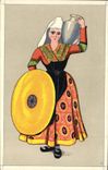 VINTAGE POSTCARD Folklore Low Auvergne Woman of Escoutoux close Thiers 1842