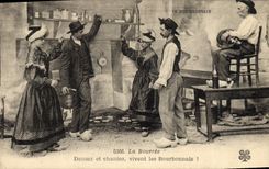 CPA Folklore Bourbonnais La bourree