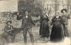 VINTAGE POSTCARD Folklore The bourree Auvergne Crossing