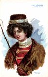 Mujer Rusia Rusia del ilustrador de la fantasía de la POSTAL de la VENDIMIA