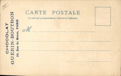 Calle vieja de Guerin Boutron del chocolate de París de la POSTAL de la VENDIMIA de los pasteles 1900 de la feria de mundo de Marruecos París que hacen el directorio