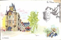 VINTAGE POSTCARD Old Paris With the Good market Boucicaut House Chatelet