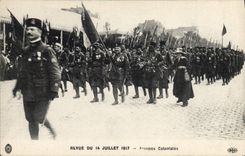 VINTAGE POSTCARD Militaria Re-examined of July 14th, 1917 colonial Troops