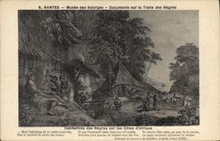 VINTAGE POSTCARD Negro black Man Nantes Museum of Salorges Documents on the draft of the blacks Dwellings of the negros on the dimensions
