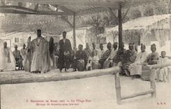 VINTAGE POSTCARD Negre black Man Exposition of Rheims 1903 the black village Groups dancers with tam tam
