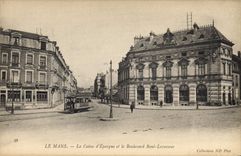 CPA Banque Le Mans La Caisse d'Epargne et le boulevard Rene Levasseur Tramway 