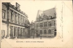 VINTAGE POSTCARD Bank Moulins Town hall and Savings bank