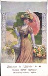 VINTAGE POSTCARD Fantasy Illustrator Woman Sunshade