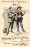 VINTAGE POSTCARD Fantasy Illustrator Violin Music