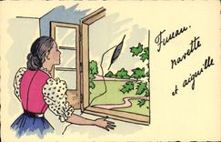 VINTAGE POSTCARD Fantasy Illustrator Spindle Shuttle and switches