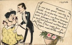 VINTAGE POSTCARD Fantasy Illustrator Man Strong Woman