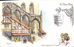 VINTAGE POSTCARD Fantasy Illustrator the Paris Old man Great degrees of Sainte the Vault