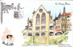 VINTAGE POSTCARD Fantasy Illustrator the Paris Old man the Pinion of the big room of the Palate