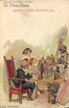 VINTAGE POSTCARD Fantasy Illustrator the Paris Old man World Fair of 1900 In the antique dealer