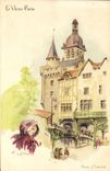 VINTAGE POSTCARD Fantasy Illustrator the Old man Paris St Laurent Fair