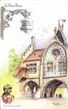 VINTAGE POSTCARD Fantasy Illustrator the Old man Paris Court of Pre with the Clerks