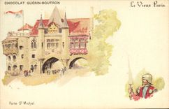 VINTAGE POSTCARD Fantaisie Illustrator the Paris Old man Carries St Michel