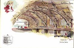 VINTAGE POSTCARD Fantasy Illustrator the Old man Paris Theater of the Old Markets