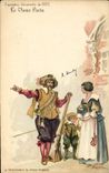 VINTAGE POSTCARD Fantasy Illustrator the Paris Old man World Fair of 1900 the sentry of Large Chatelet