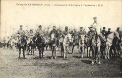 VINTAGE POSTCARD Militaria Camp of Sathonay Hunters of Africa to the exercise