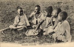 VINTAGE POSTCARD Negro black Child African Colonies the national dish rice
