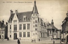 VINTAGE POSTCARD Bank Savings bank and street Lafayette Nevers