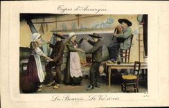CPA Folklore Auvergne La bourree Le vis a vis 