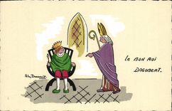 VINTAGE POSTCARD Fantasy Bossaert Illustrator good king Dagobert