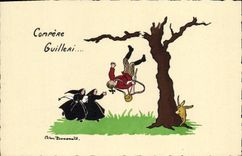 VINTAGE POSTCARD Fantaisie Illustrator Bossaert Compere Guilleri Drives out Hunter