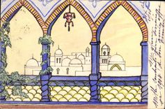 VINTAGE POSTCARD Fantasy Illustrator (drawing with the hand)