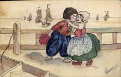 VINTAGE POSTCARD Fantasy Illustrator (drawing with the hand) Netherlands Children