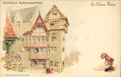 VINTAGE POSTCARD Fantasy Illustrator the Old man Paris Rue des Grandes Ecoles