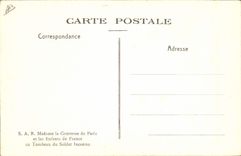 VINTAGE POSTCARD SAR Mrs the Countess of Paris and children of France to the tomb of the Paris unknown soldier Arc de Triomphe