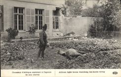 CPA Militaria Chasseur d'Afrique assistant a l'agonie de son cheval 
