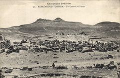 VINTAGE POSTCARD Southern Militaria Extreme Tunisian Tunisia a convoy at rest