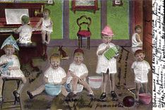 VINTAGE POSTCARD Fantasy Child Baby Music Piano