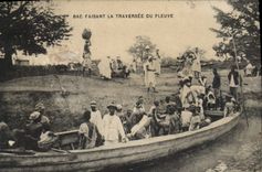 VINTAGE POSTCARD Black Man negro Vat making the crossing of the river