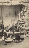VINTAGE POSTCARD Children negro Black African Colonies preparations of the dinner