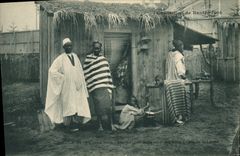 VINTAGE POSTCARD negro Black Homme Exposition of Nantes 1904 black Village Jeunes people of the race of Make Colors and Laobe