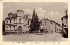 VINTAGE POSTCARD Bank Savings bank and the entry of the Holy City Love