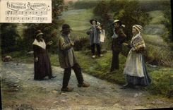 CPA Folklore Auvergne La bourree