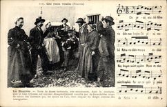 CPA Folklore Auvergne La bourree