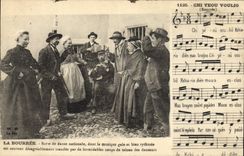 CPA Folklore Auvergne La bourree