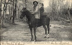 VINTAGE POSTCARD Folklore Cantal On the way for the Horse city