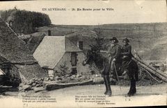 VINTAGE POSTCARD Auvergne Folklore On the way for the Horse city