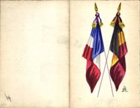 VINTAGE POSTCARD Illustrator flags Belgium France
