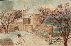 VINTAGE POSTCARD Drawing with the hand Landscape